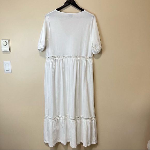 NWT ASOS Design V-Neck Midi Dress Crochet Detail - White - Picture 10 of 16